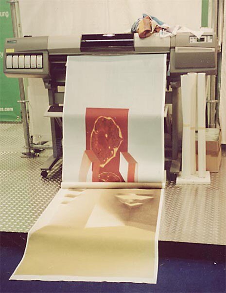 The digital printing shop with plotters from HP and special textile rollers from 3P Inkjet in action