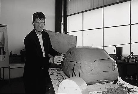 Mike Robinson and a car prototype