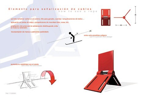 “Make it visible” (by Eduard Puertas Anfruns, Spain) a sign which moves in the wind, attracting the attention of walkers, cyclists and skiers to avoid dangerous collisions  