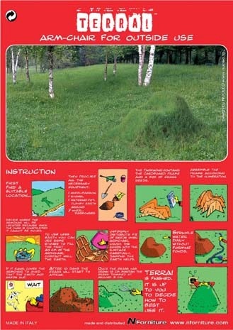 Terra armchair, by the group of designers Nucleo, is made of cardboard and grass