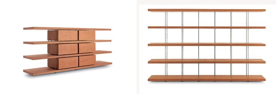 Piano Design Bookshelf, a reconfigurable modular system with steel structure.