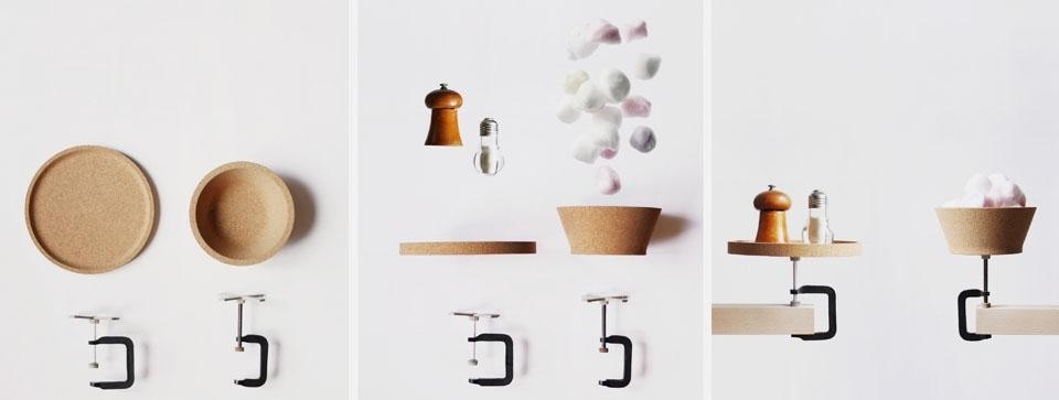French designer Inga Sempé realized suspended containers which are anchored to the table. French designer Inga Sempé realized suspended containers which are anchored to the table.