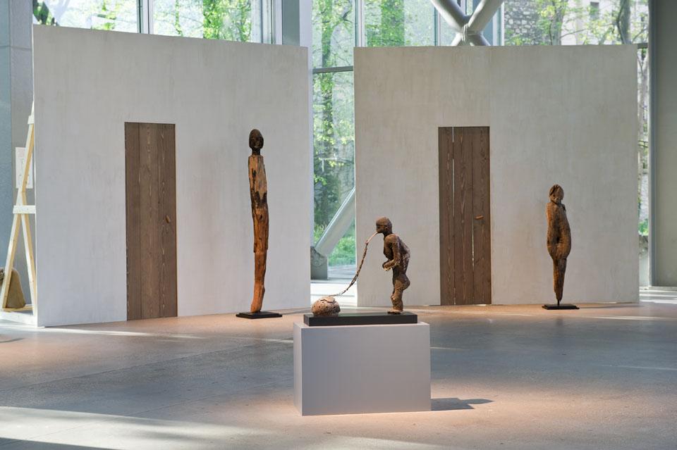 In the center of the room, a Fon (now Benin) Voodoo sculpture in metal, wood, stone, and clay. Collection of Anne and Jacques Kerchache.