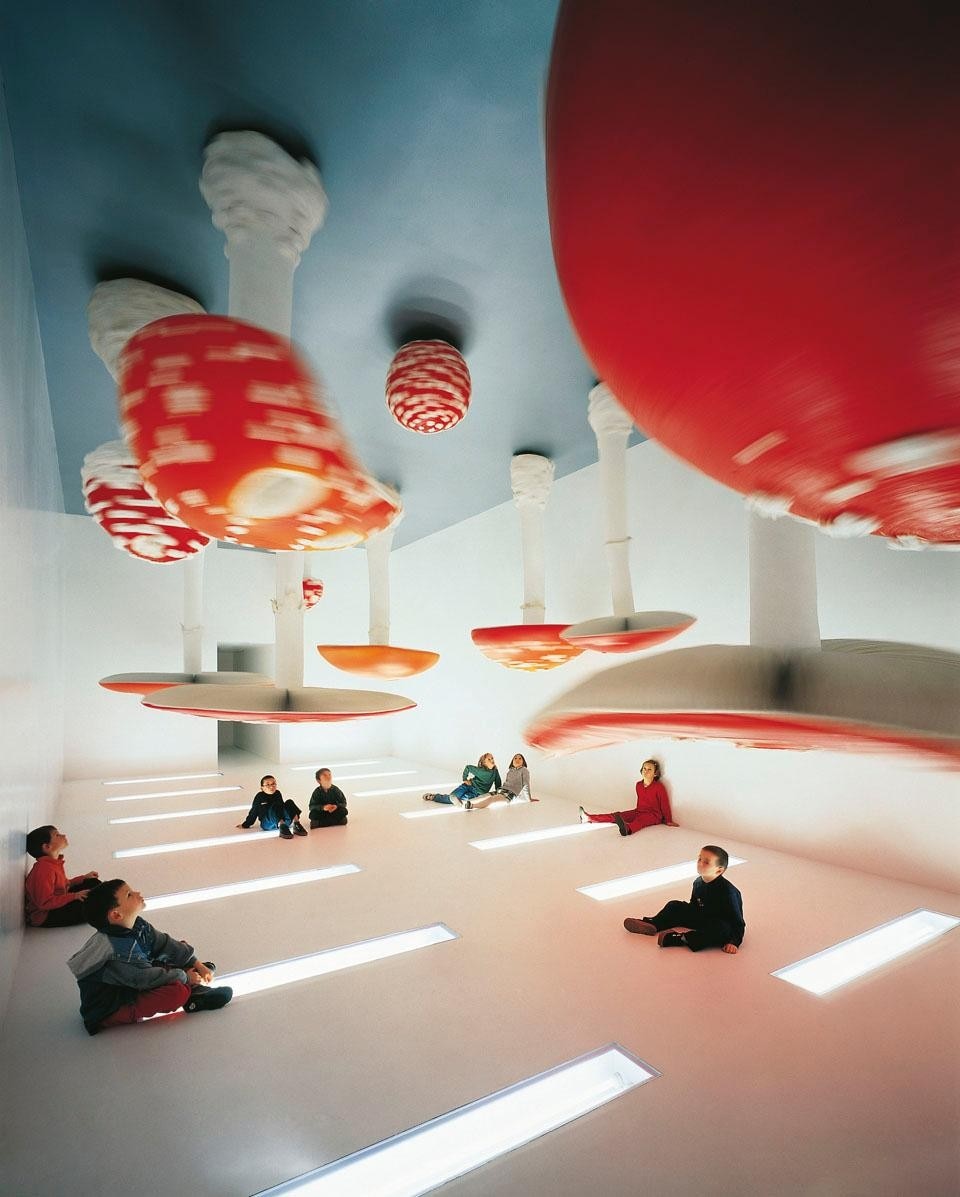 Carsten Höller, <i>Upside Down
Mushroom,</i> installation for
his one-man show at the
Fondazione Prada, 2001.