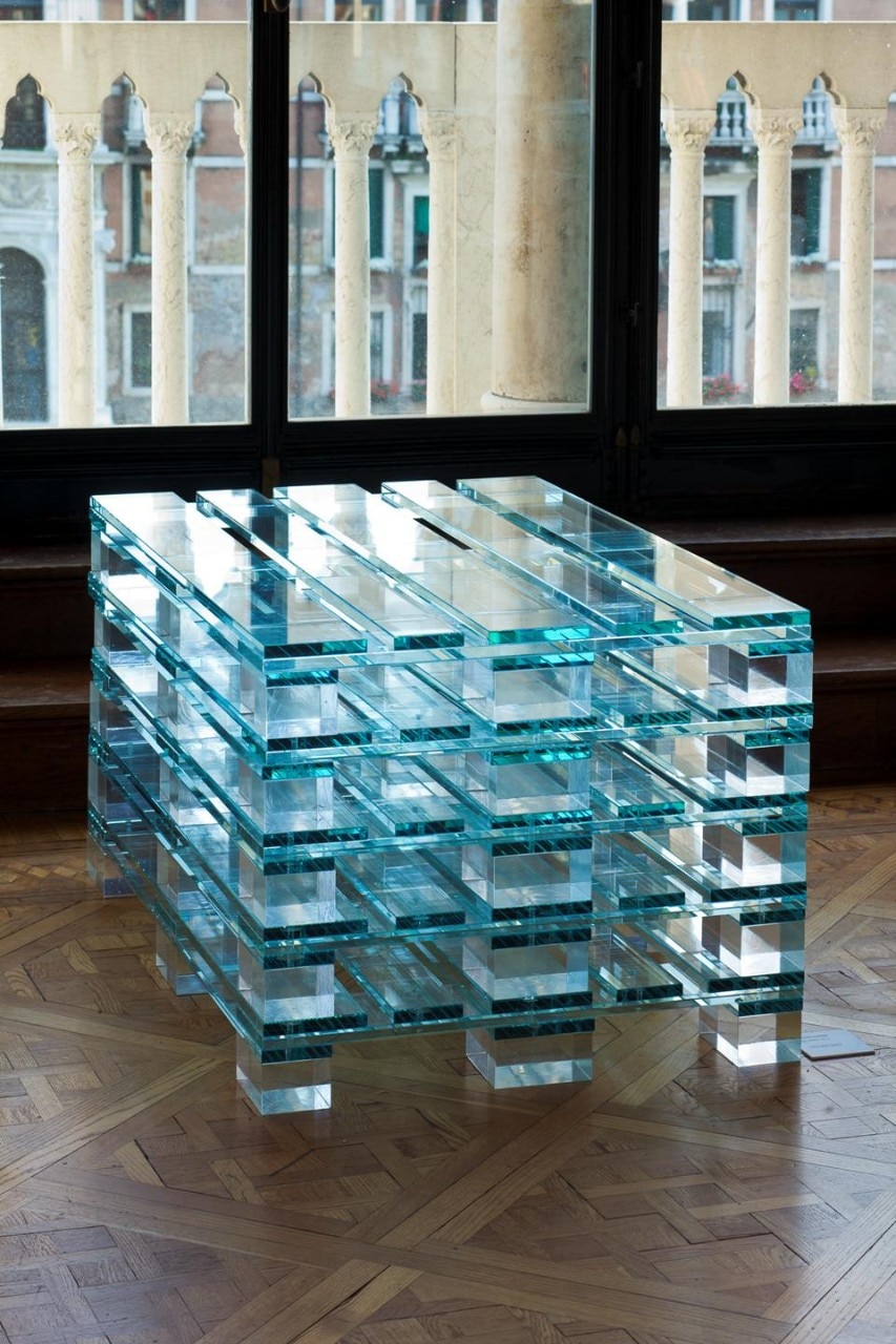 Michael Kienzer, <i>Off Order, Vol 2,</i> courtesy of Galerie Elisabeth & Klaus Thoman. The pallet of glass designed by the artist Michael Kienzer seems to imply that there is no way of protecting art.