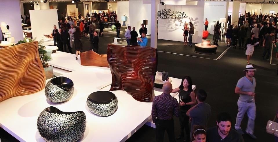 Top: The David Adjaye-designed entrance pavilion for Design Miami 2011. Above: The vernissage.