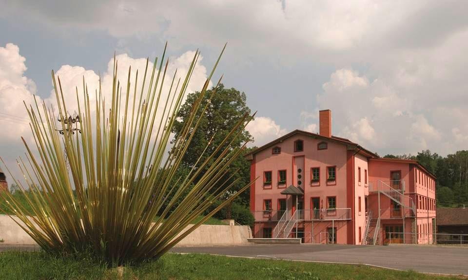 External view of the Ajeto glassworks in Lindava (co-owned by Lasvit) in a Bohemian countryside