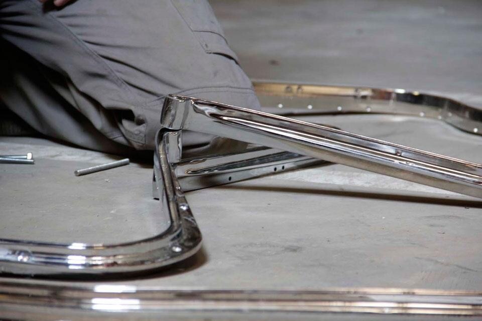 Connecting joints of Eames-frames for the <em>Eamescape</em> final
prototype. Photo by 2012Architecten Connecting joints of Eames-frames for the <em>Eamescape</em> final
prototype. Photo by 2012Architecten