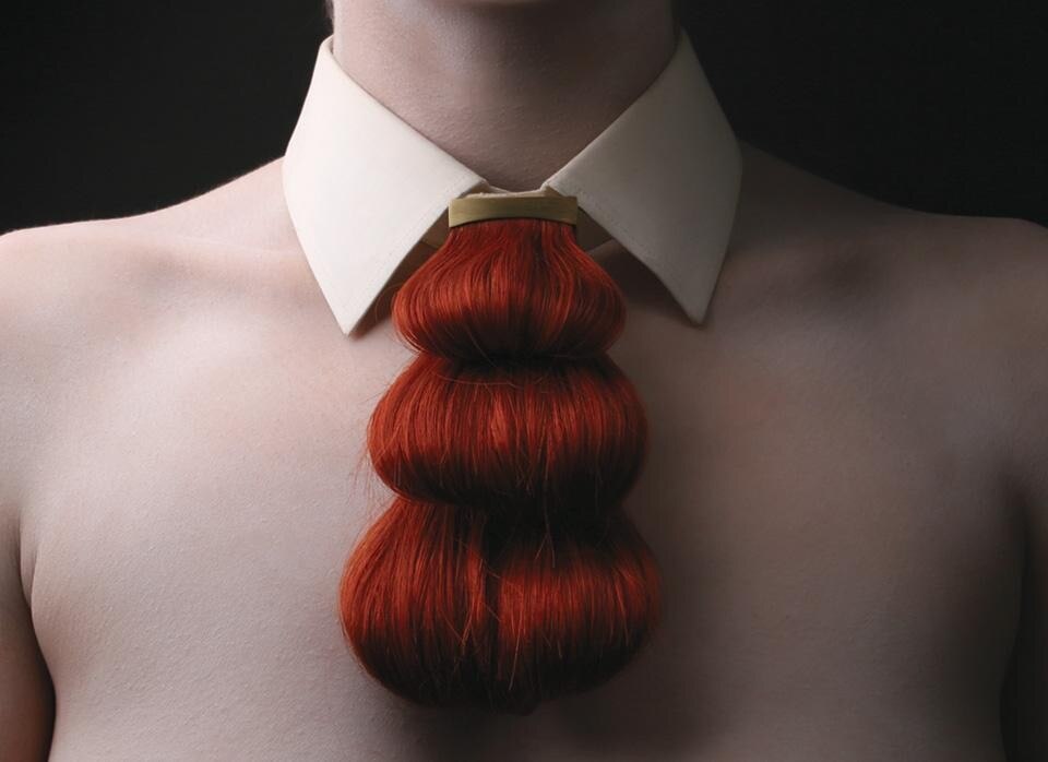 Nina Khazani used human hair to create objects that fell more into the realm of fashion accessory than conventional jewellery Nina Khazani used human hair to create objects that fell more into the realm of fashion accessory than conventional jewellery