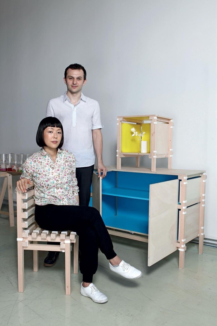 Mario Minale and Kuniko
Maeda in their studio in
Rotterdam. They graduated
from Wuppertal and Tokyo,
respectively, and began
working together in 2006,
after gaining their master’s
degrees at Design Academy
Eindhoven