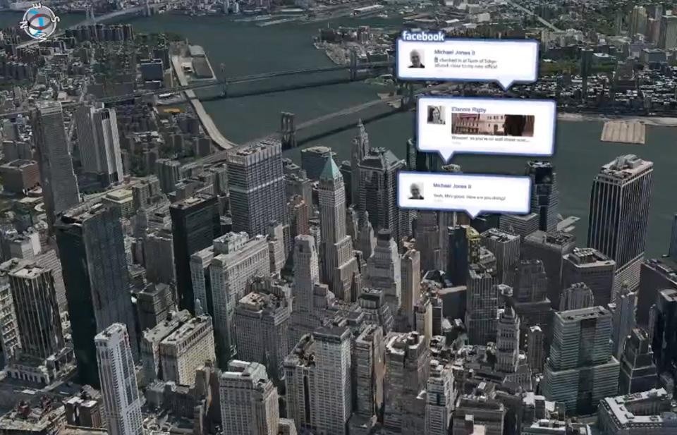 Facebook integration within a 3D map