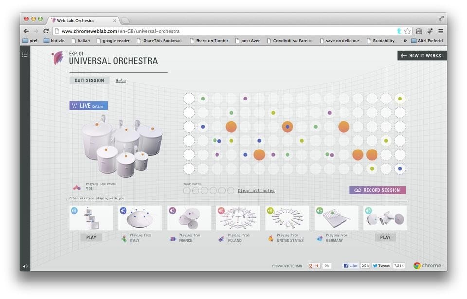 Google Web Lab, <em>Universal Orchestra</em>: users all around the world can play an instrument together following a graphic score