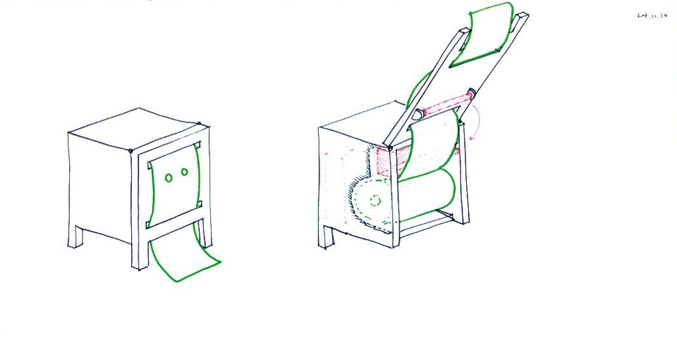 Studies of the paper loading
and exit mechanism