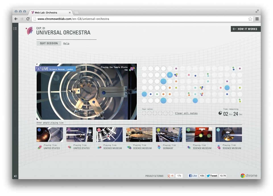 Online interface for the Universal Orchestra and Teleporter experiments