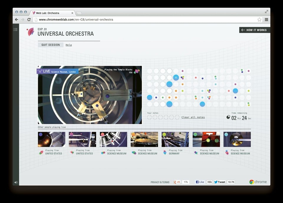 Online interface for the Universal Orchestra and Teleporter experiments