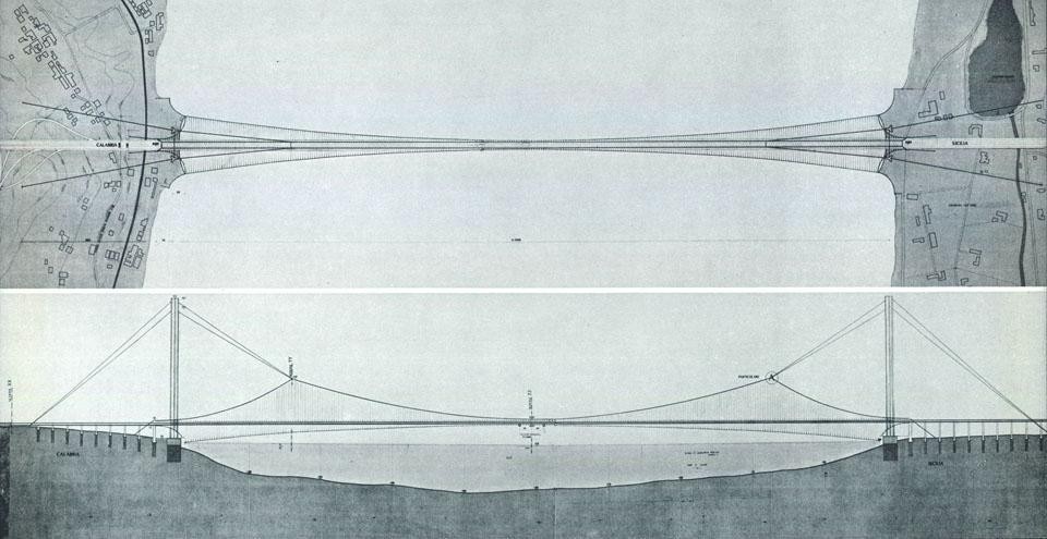 Sergio Musmeci's design for the Messina Strait bridge 