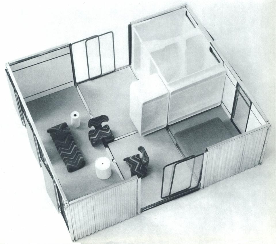 Details from the pages of Domus 467 / October 1968. Wilfried Lubitz, project for an itinerant house, model