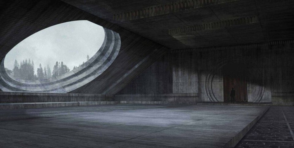 Concept art depicting the “Caladan Meditation Room”, Dune 2021. Courtesy Warner Bros Concept art depicting the “Caladan Meditation Room”, Dune 2021. Courtesy Warner Bros