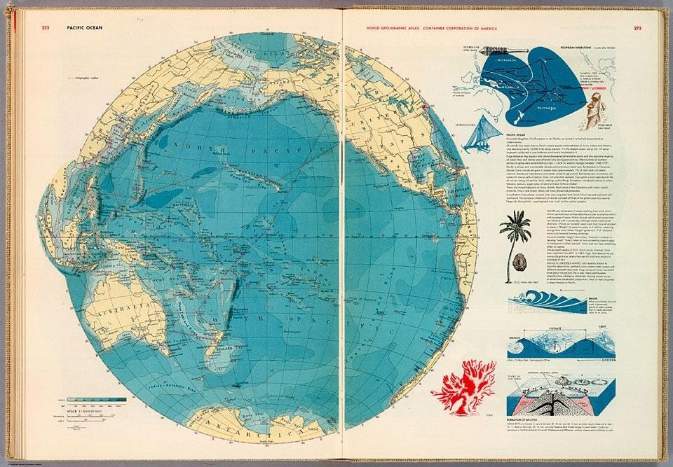 Herbert Bayer, <em>World Geographic
Atlas. A Composite
of Man’s Environment</em> (1953),
Container Corporation of
America, 28.5 x 41 cm, 368 pp