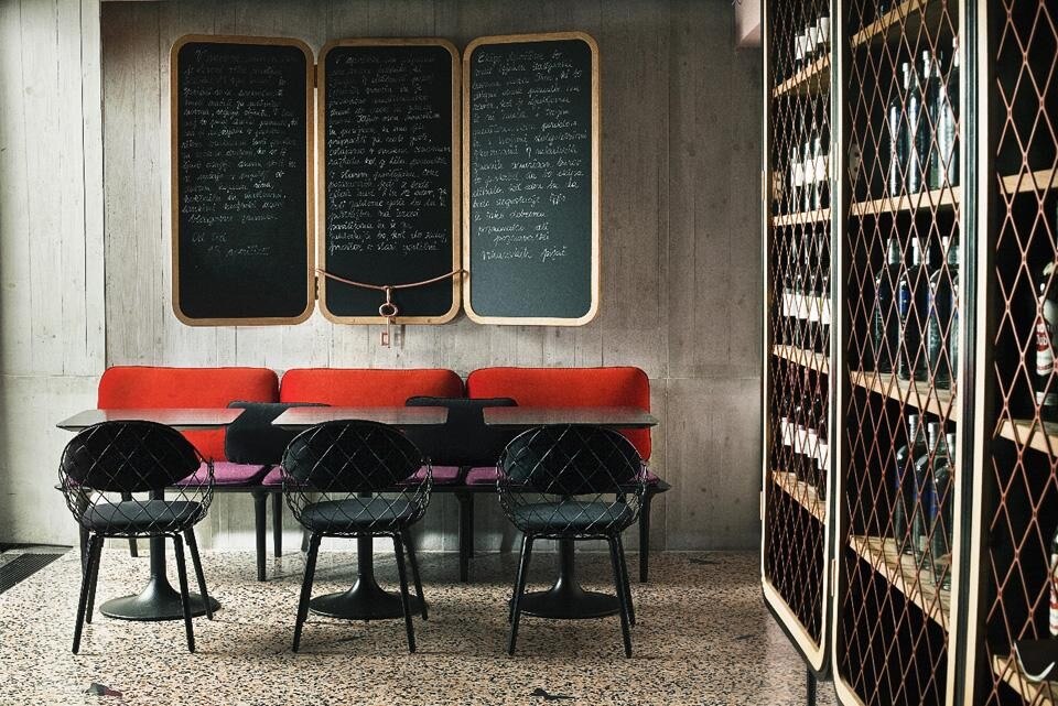 Top and above: Interiors for the <em>As Aperitivo</em> bar and restaurant in Ljubljana, Slovenia, completed December 2011. Photo by Saša Hess