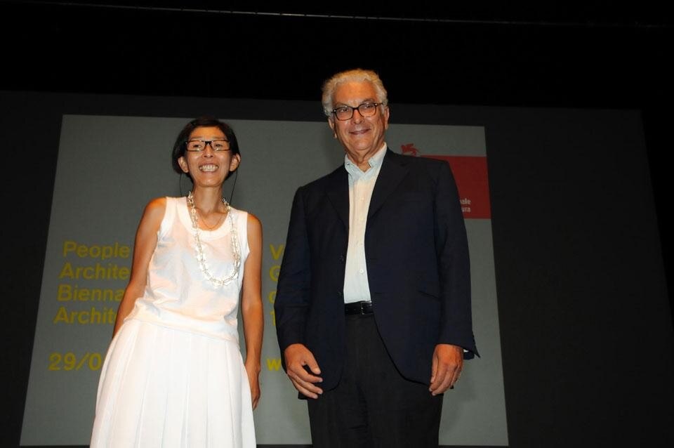 Paolo Baratta with Kazuyo Sejima, who directed the 12th International Architecture Exhibition, 2010