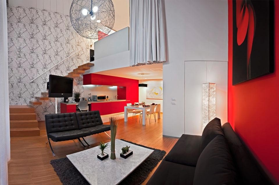 The double height suite interior
