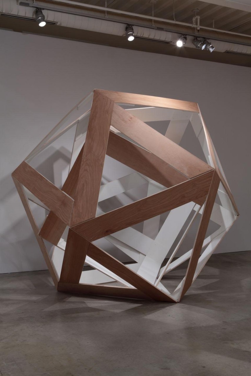 A tetrahedron, cube, octahedron, icosahedron, and dodecahedron, are built to human scale and can be entered, explored, comprehended.