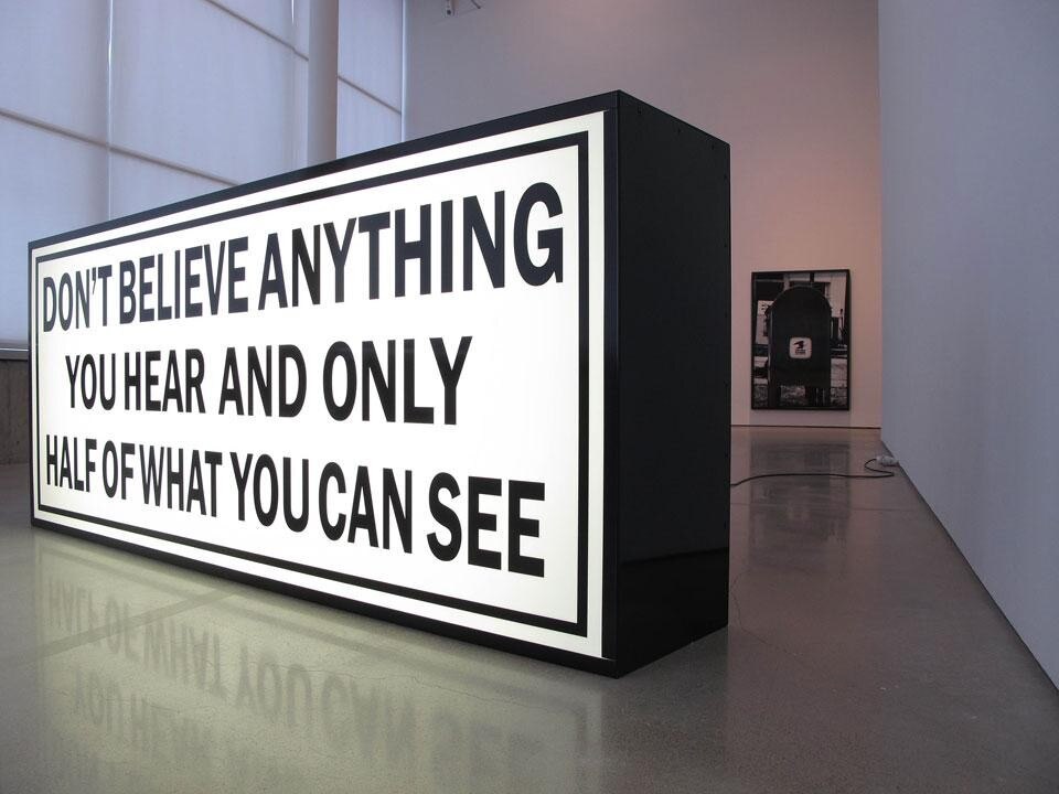 Gardar Eide Einarsson, <i>Don't Believe Anything You Hear</i>, 2010; Untitled (Mail box), 2010. Photo Mattias Givell.