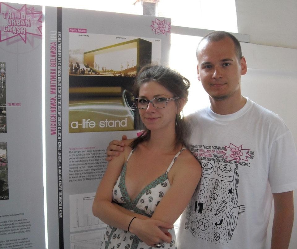 The winners: Wojciech Nowak and Martynika Bielawska from an architectural faculty in Gliwice.  