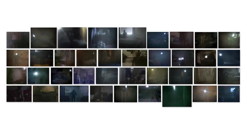 Penelope Umbrico, <i>Personal Subjects (TVs from Craigslist),</i> 2011. Fifty-four chromogenic prints mounted to aluminum, 67-1/2 x 147 x 1 inches overall.