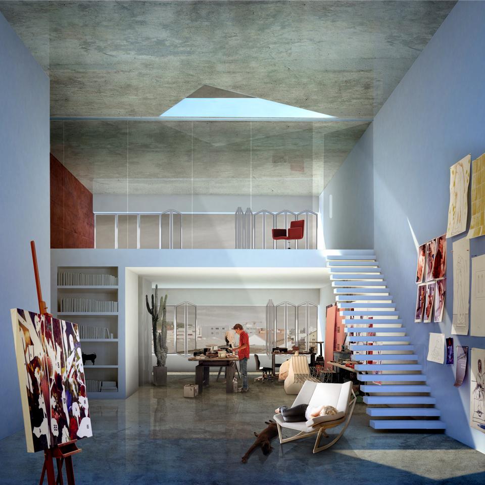 By keeping the interior finishing sparse and installations simple, BIG proposes a building tailored for creative businesses, ateliers and workshops