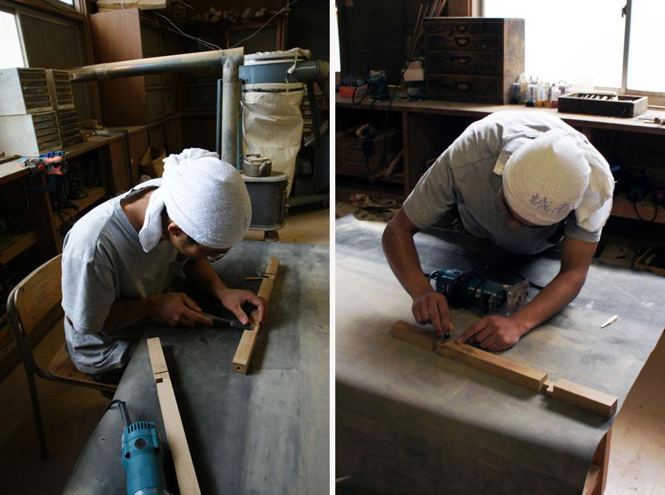 A traditional craft artisan from East Japan at work.