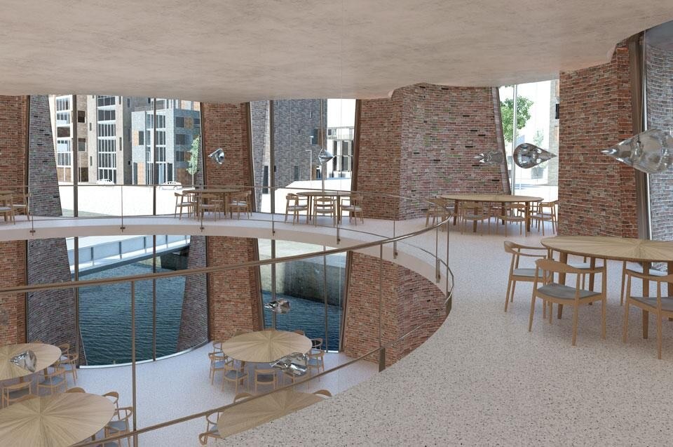 Visualisation of KIRK KAPITAL A/S Headquarters and Harbour Island, Vejle, Denmark, © Olafur Eliasson