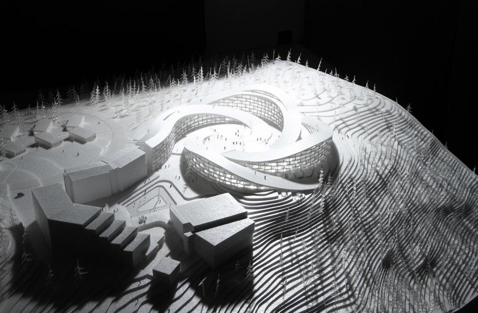Model of the ski resort by BIG Model of the ski resort by BIG