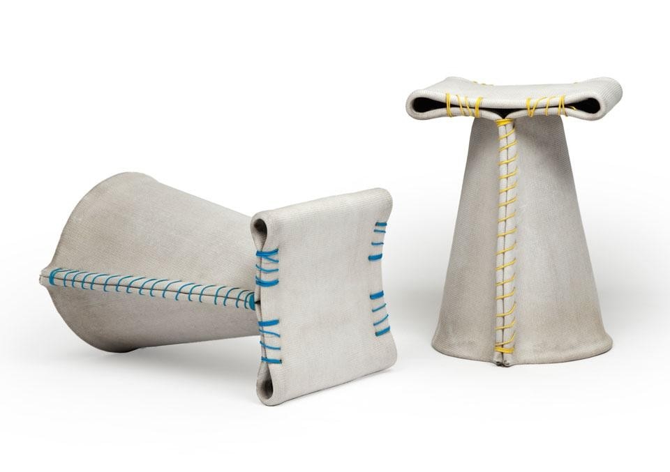Stitching Concrete by Florian Schmid in Concrete Canvas: the material combines the warm softness of the cloth and the stability of the cold concrete Stitching Concrete by Florian Schmid in Concrete Canvas: the material combines the warm softness of the cloth and the stability of the cold concrete