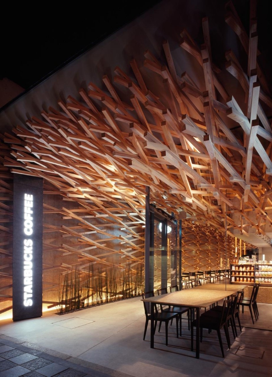 Kengo Kuma & Associates, Starbucks Coffee shop at Dazaifu Tenmangu Omotesando