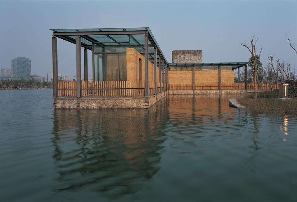 Tea House with earth 1, part of 
Five Scattered Houses,
2003-2006, Ningbo, Chima. Photo by Lang Shuilong. Courtesy of
Amateur Architecture Studio