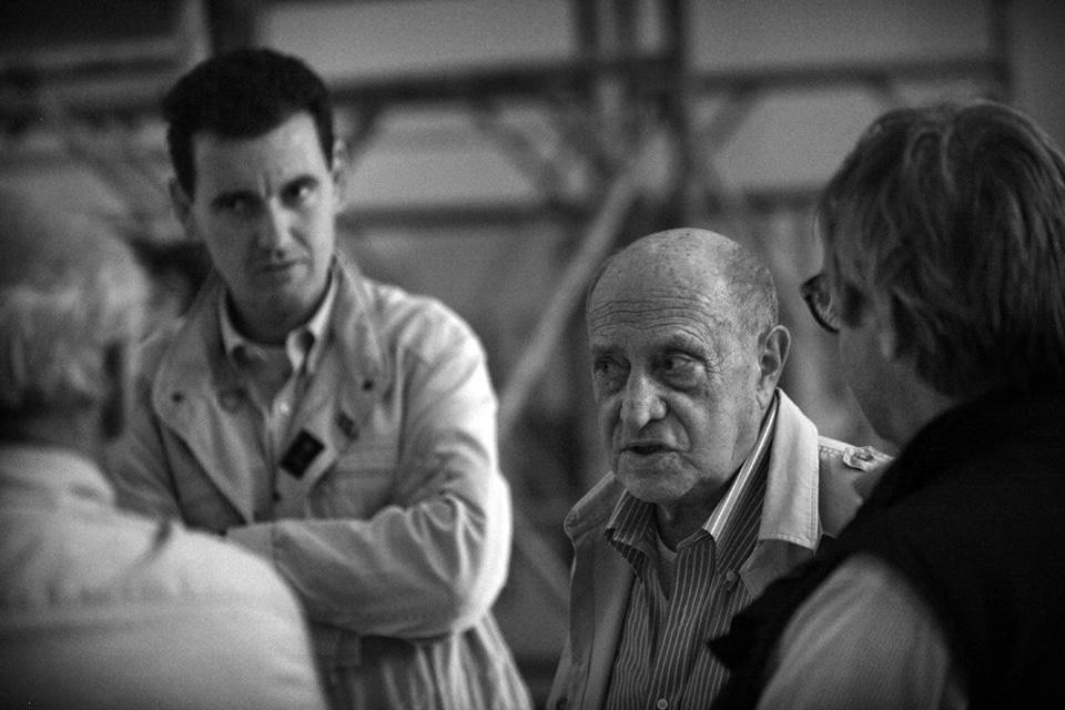 Marcello Lunelli and Arnaldo Pomodoro during construction of the project
