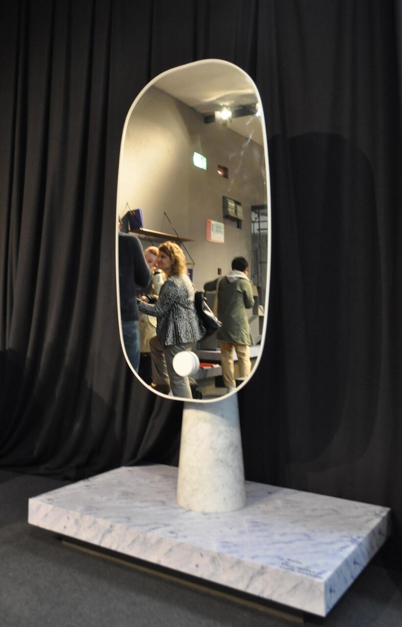 Dan Yeffet and Lucie Koldova, <em>Iconic</em> mirror, with a base in Carrara marble for La Chance