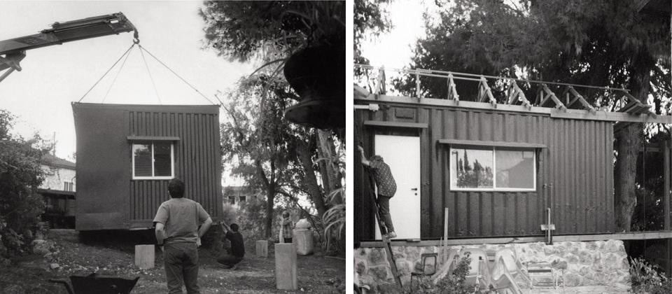 The house is made of a shipping container, prefabricated systems are adopted and then finished off site
