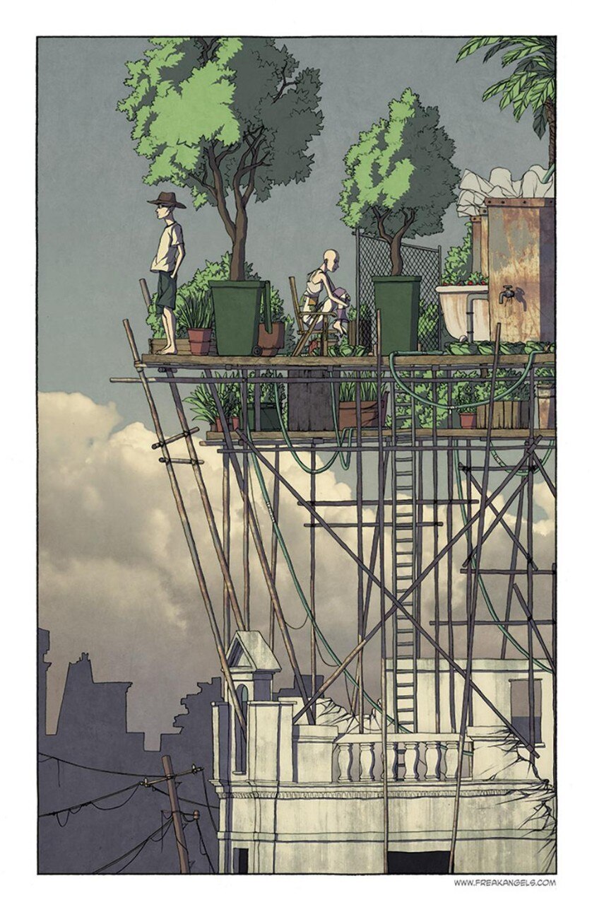 Page from the graphic novel <em>Freak Angels</em>. Art by Paul Duffield, author Warren Ellis