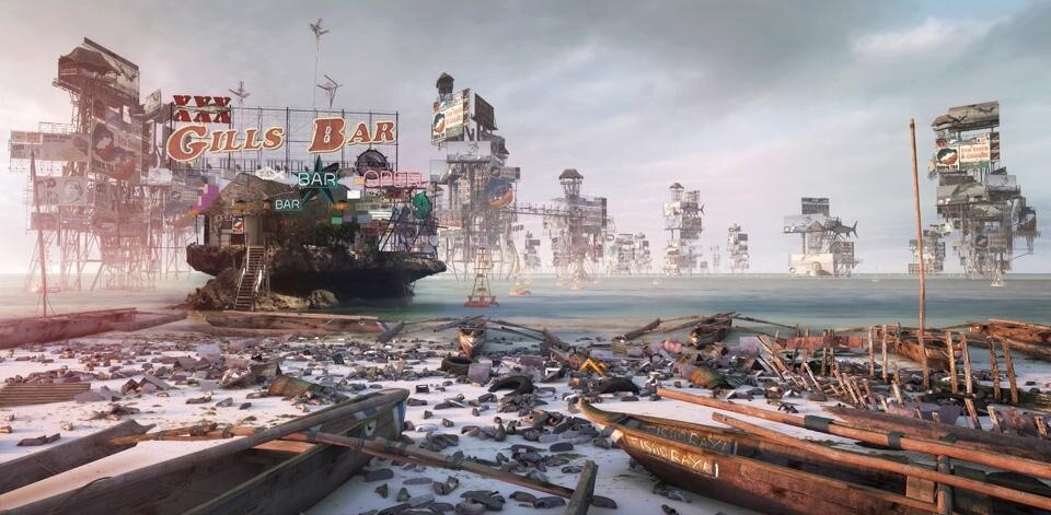 Top: Daniel Dociu, <em>Urban Tectonics</em>. Above: Factory Fifteen, <em>Beach Match Panoramic</em>