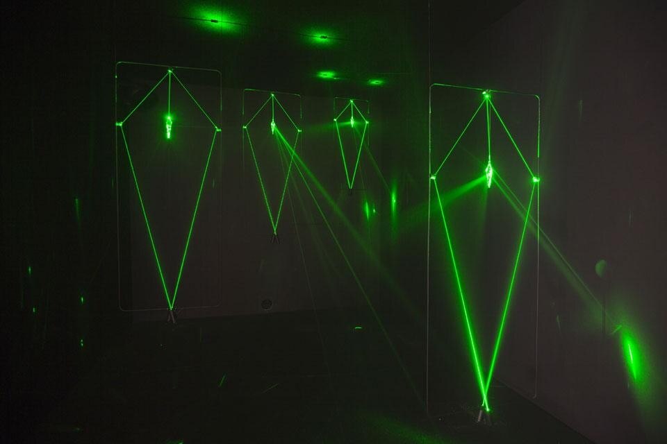 Top: Arik Levy, <i>Osmosis Interactive Arena</i>. Above: Paul Cocksedge, <i>Crystallize</i>, part of <em>Digital Crystal: Swarovski at the Design Museum</em>.