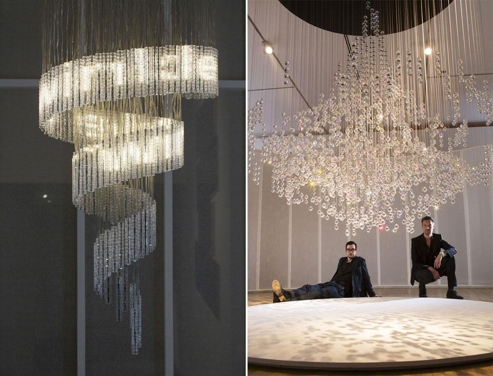 Left, Ron Arad, <i>Lolita</i>. Right, Fredrikson Stallard, <i>Pandora</i>, part of <em>Digital Crystal: Swarovski at the Design Museum</em>.