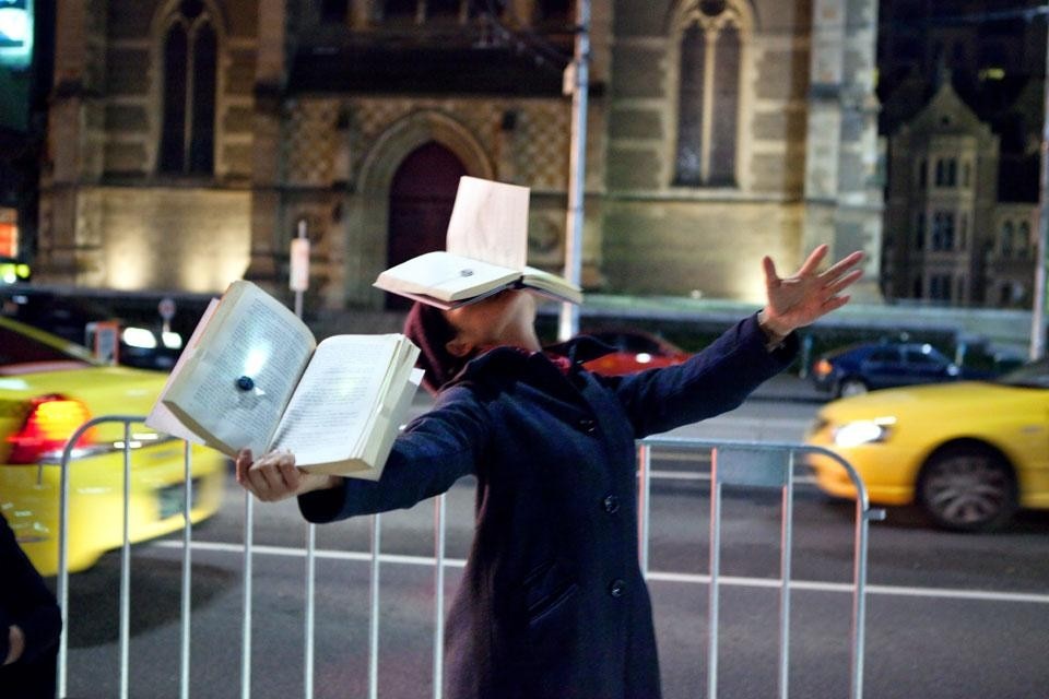 Luzinterruptus, <i>Literature v/s Traffic</i> installation, part of the <i>Light in winter</i> festival, Melbourne