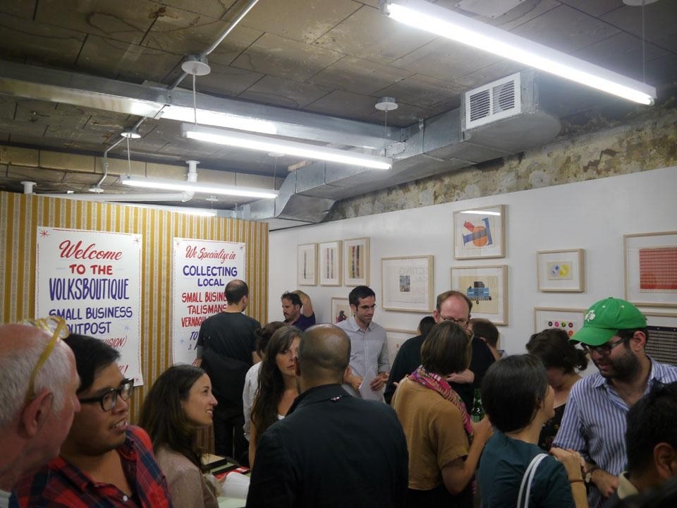 A scene from the opening of <em>P!</em>, a new multidisciplinary exhibition space in Chinatown