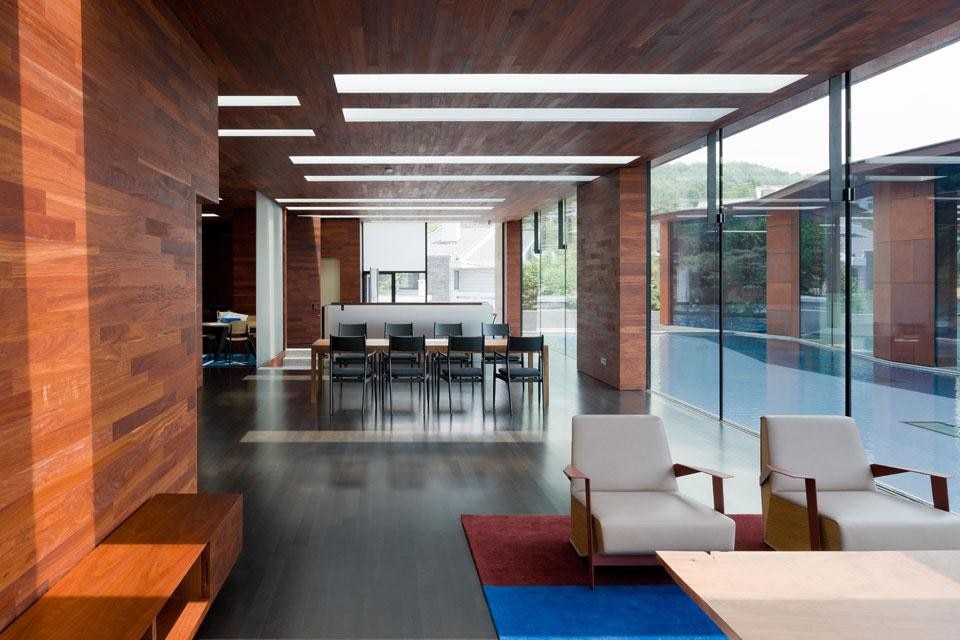 Steven Holl, private gallery with residence, Seoul, South Korea, 2012. View of the floor at water level