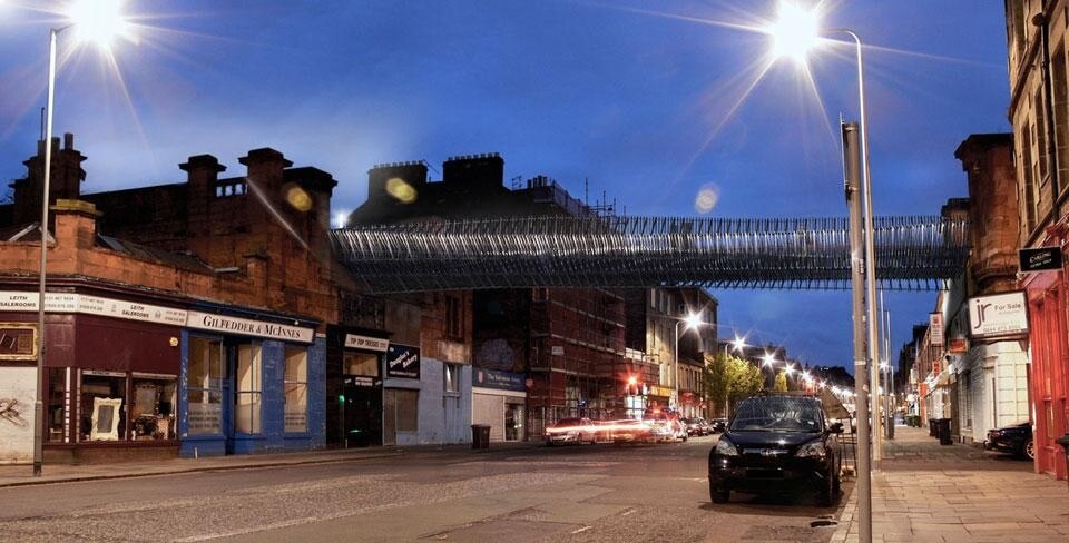 Biomorphis, Leith Walk, new green bridge for pedestrians and bikes, Edinburgh, Scotland 2012