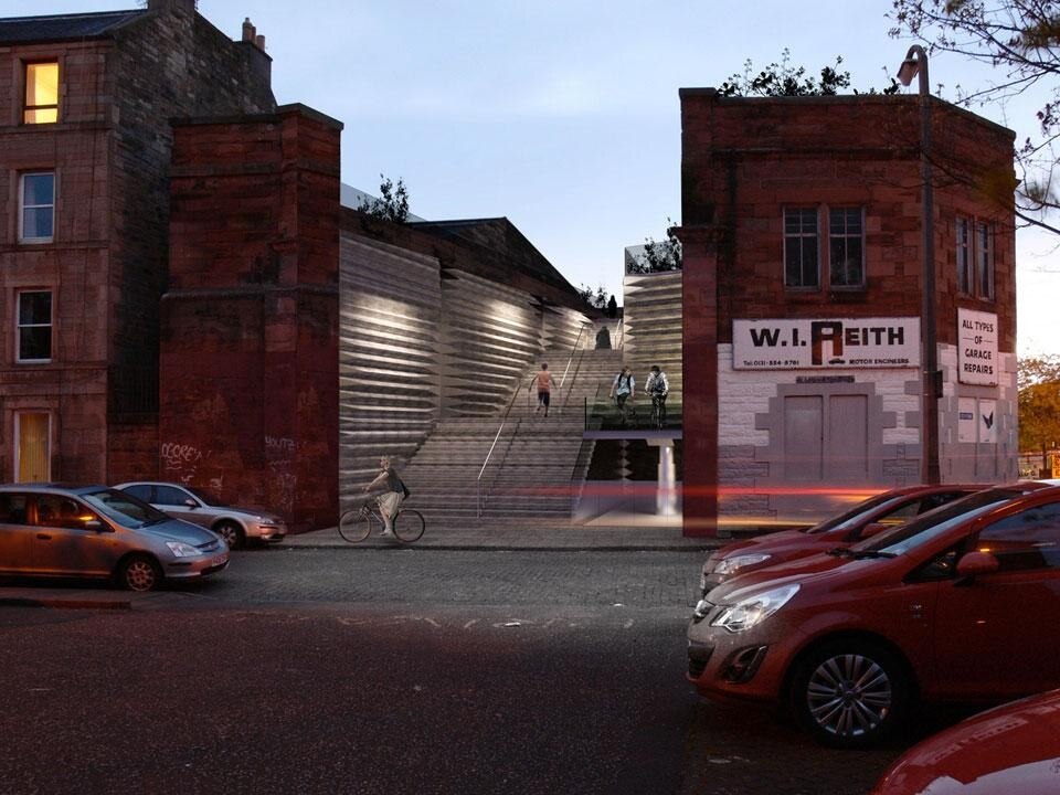 Biomorphis, Leith Walk, new green bridge for pedestrians and bikes, Edinburgh, Scotland 2012