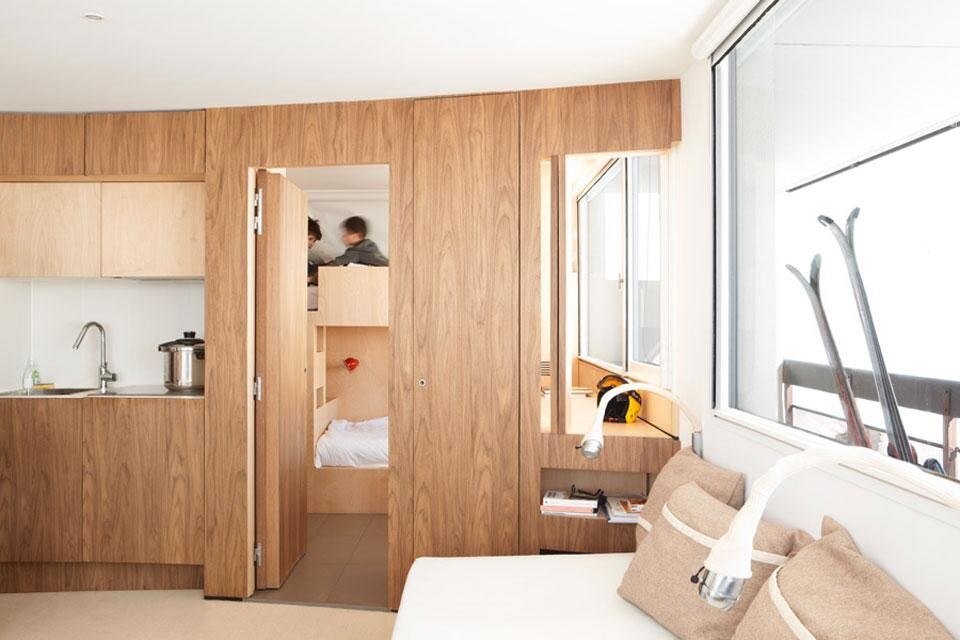 h2o Architectes, <em>The Cabin</em>, interior design of a ski resort apartment in Menuires, France